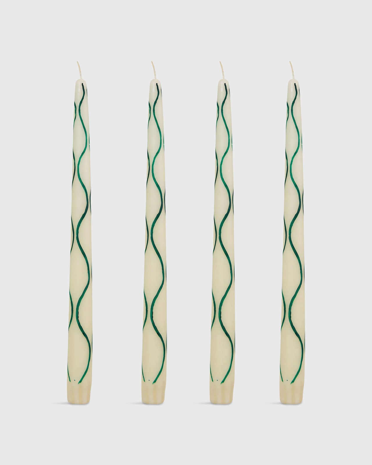Hand-Painted Taper Candles (Set of 4) in Green
