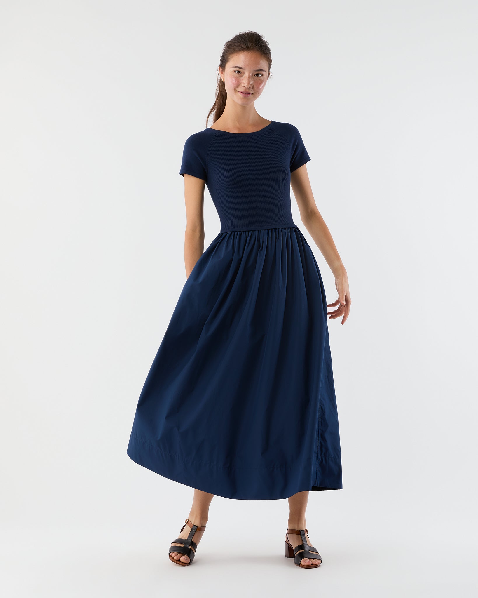 Cosette Dress in Bright Navy Cotton/Silk