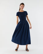 Load image into Gallery viewer, Cosette Dress in Bright Navy Cotton/Silk
