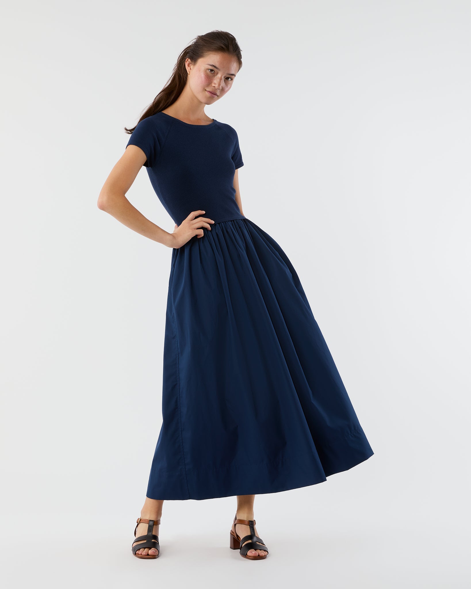 Cosette Dress in Bright Navy Cotton/Silk