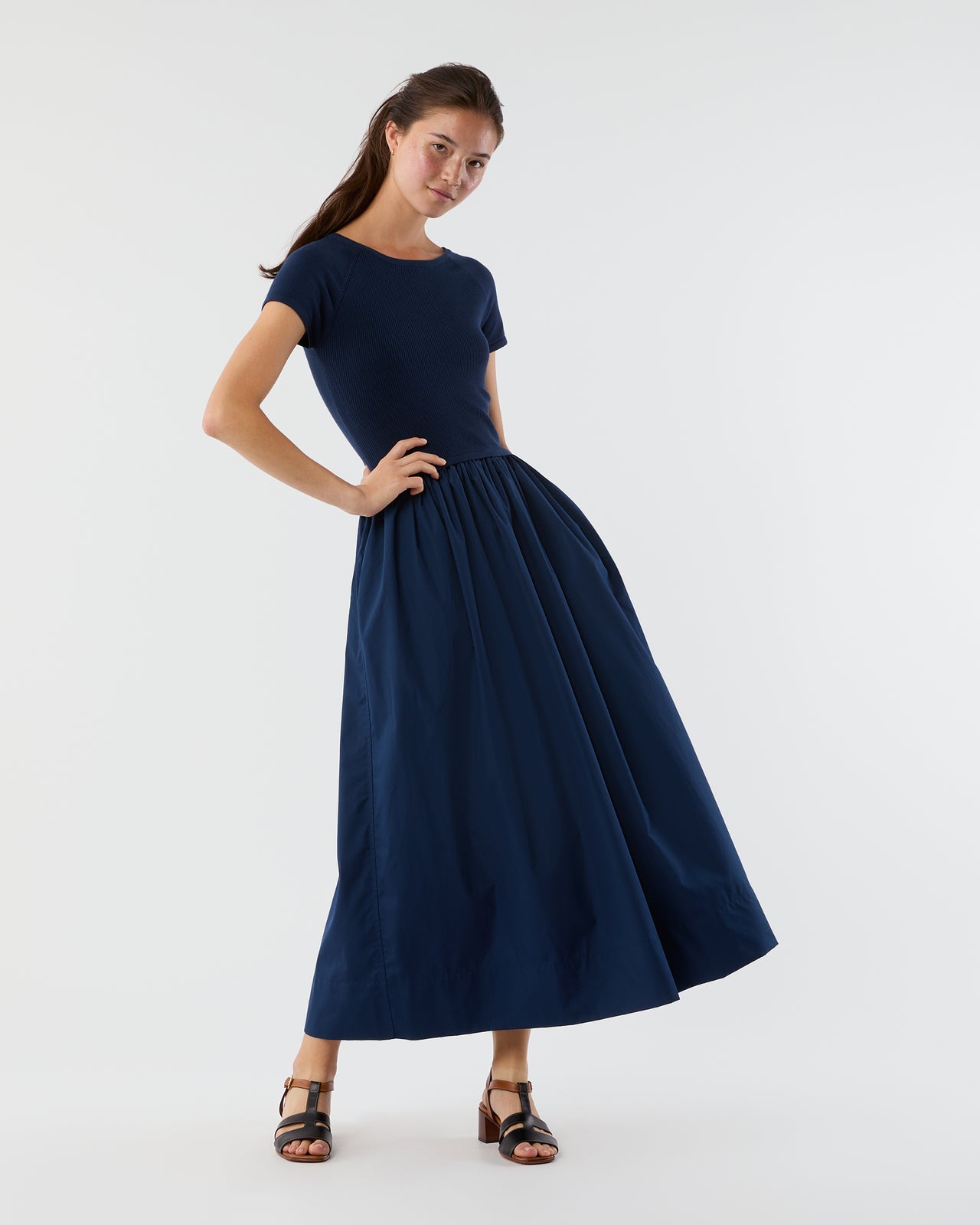 Cosette Dress in Bright Navy Cotton/Silk