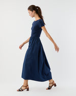 Load image into Gallery viewer, Cosette Dress in Bright Navy Cotton/Silk
