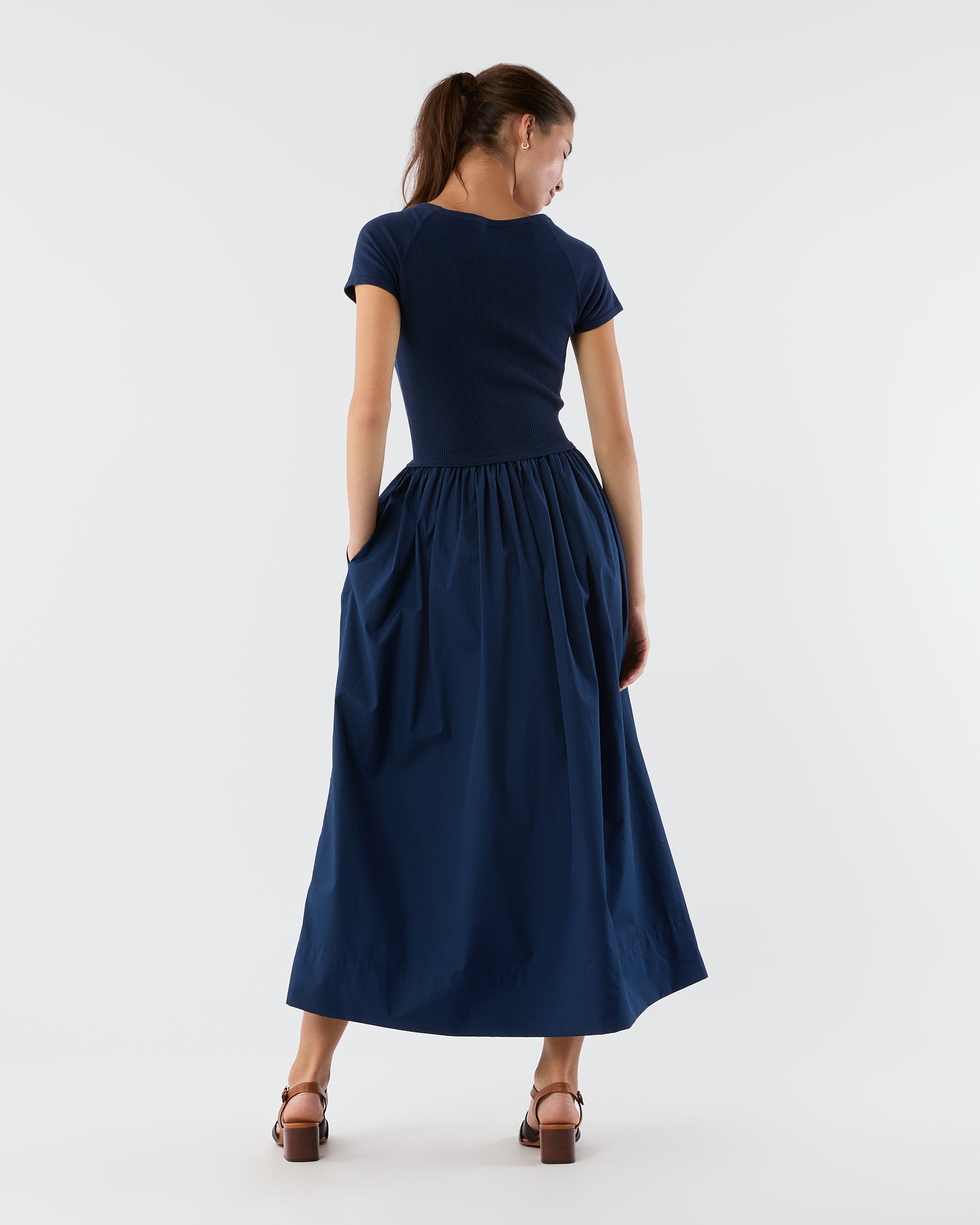 Cosette Dress in Bright Navy Cotton/Silk