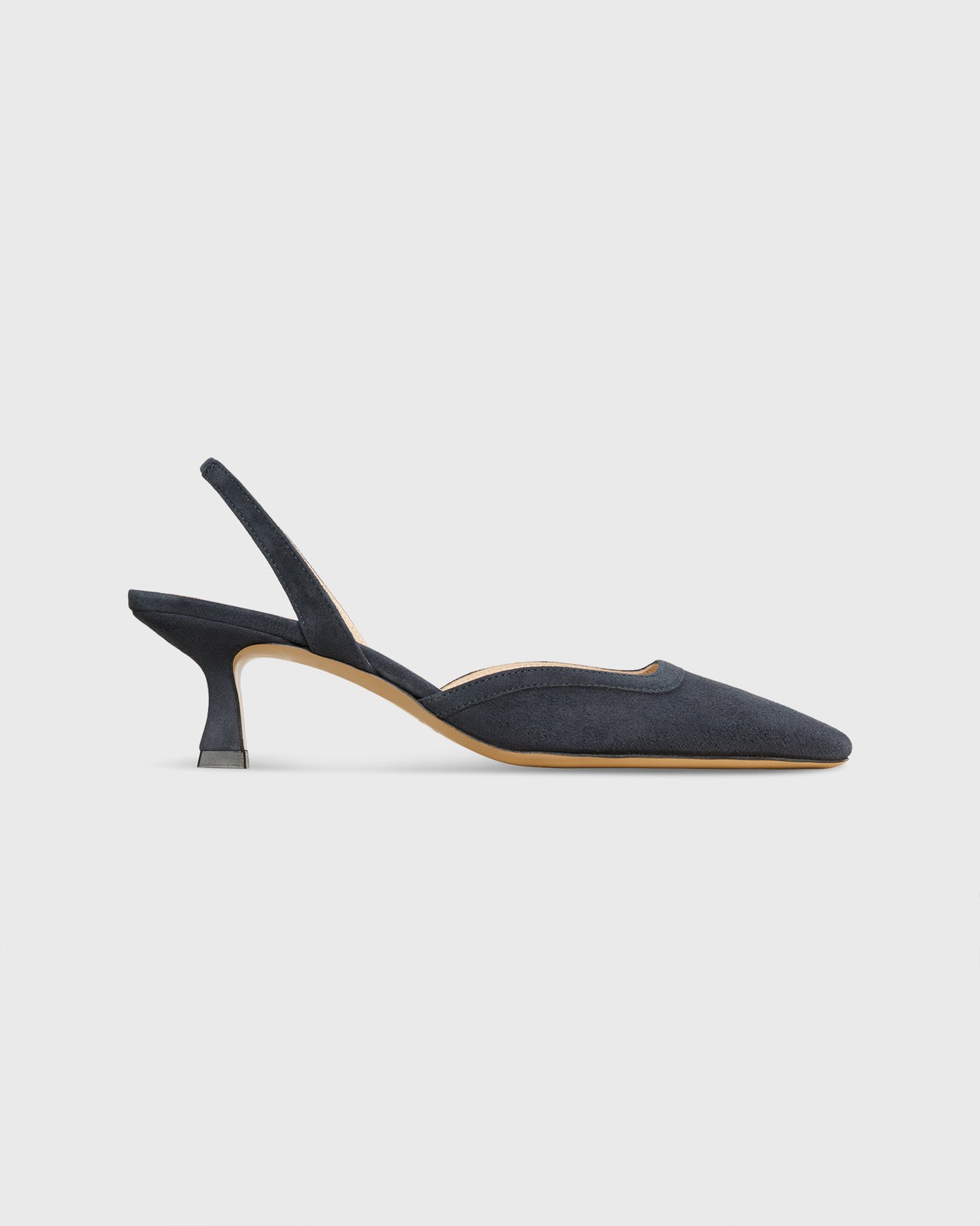 Slight Square Slingback in Navy Suede