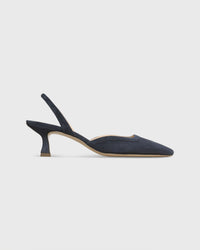 Slight Square Slingback in Navy Suede