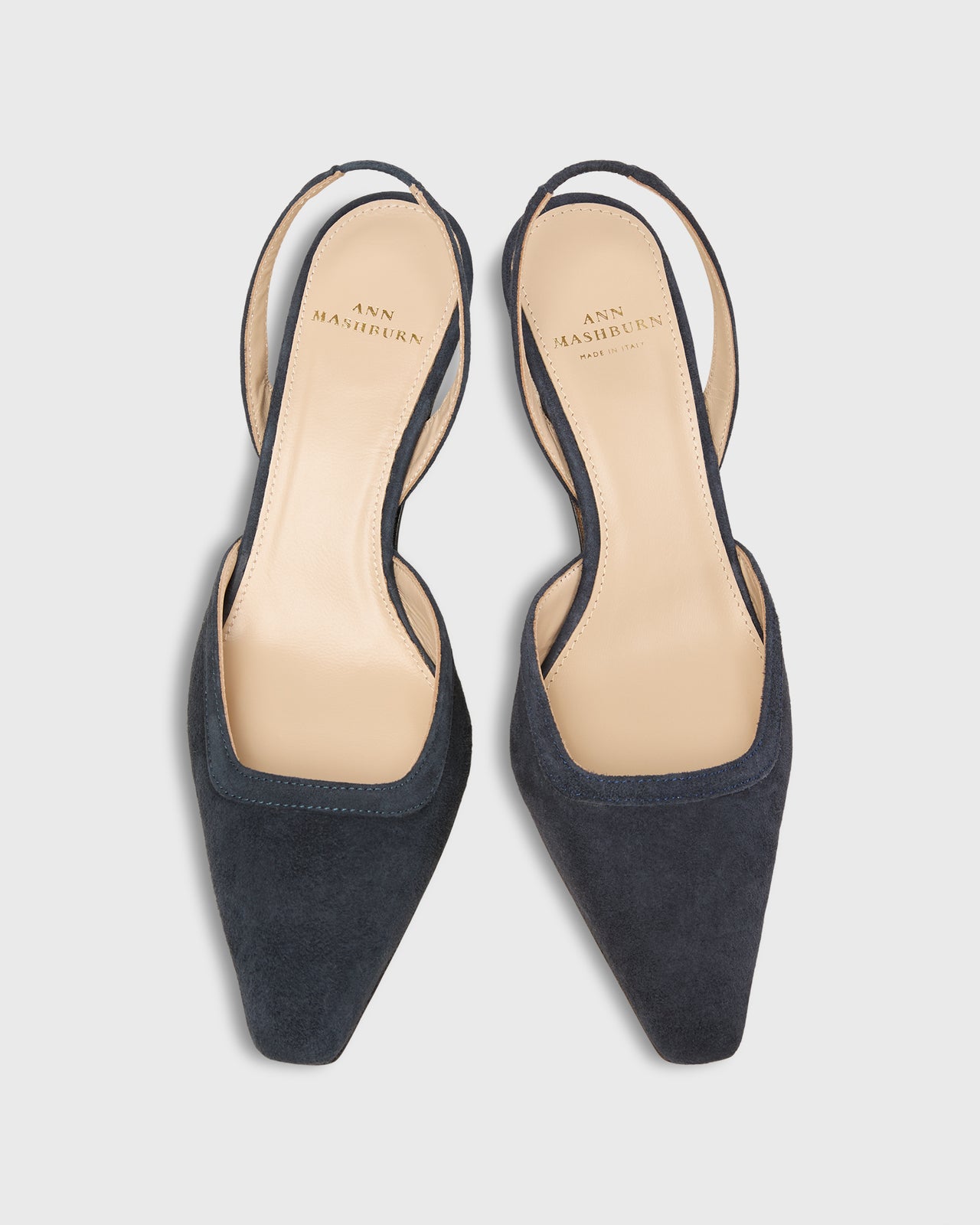 Slight Square Slingback in Navy Suede
