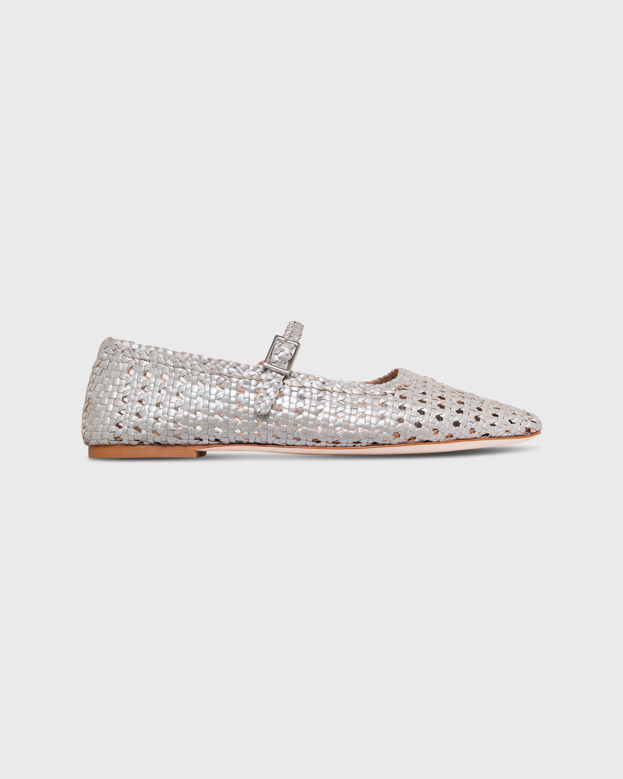 Handwoven Mary Jane in Silver Leather