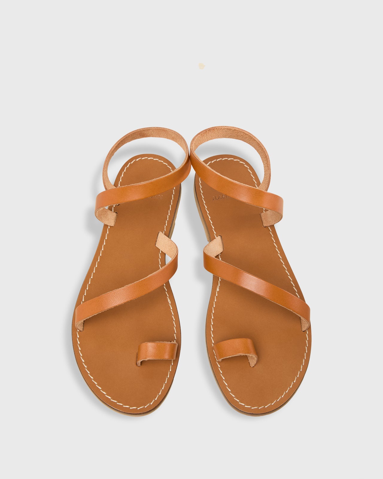 Diagonal Strap Sandal in Tan Leather