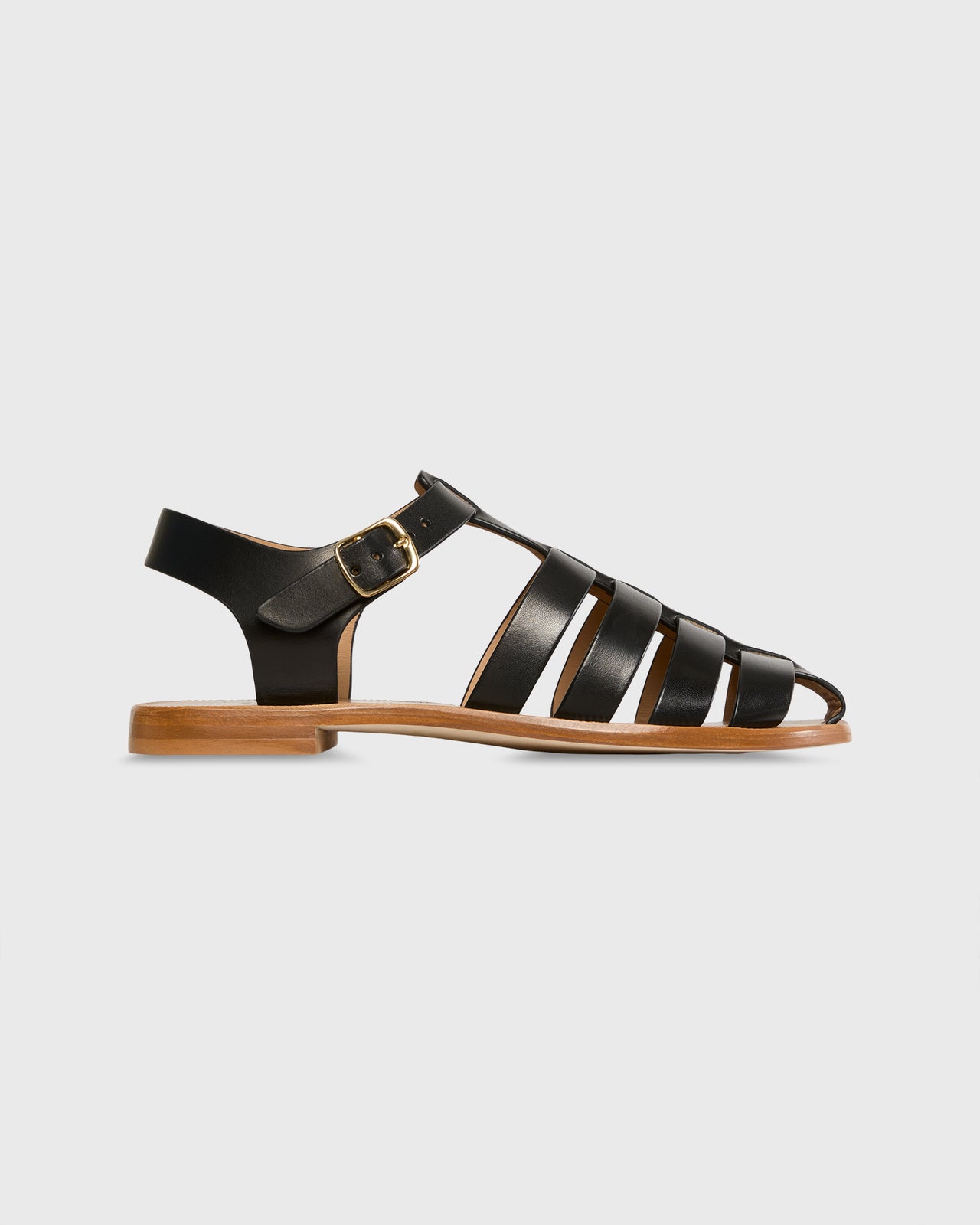 Fisherman Sandal in Black Leather