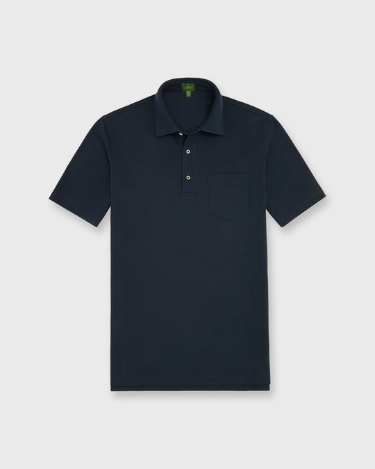 Short-Sleeved Polo in Navy Pima Pique