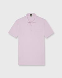 Short-Sleeved Polo in Pale Pink Pima Pique