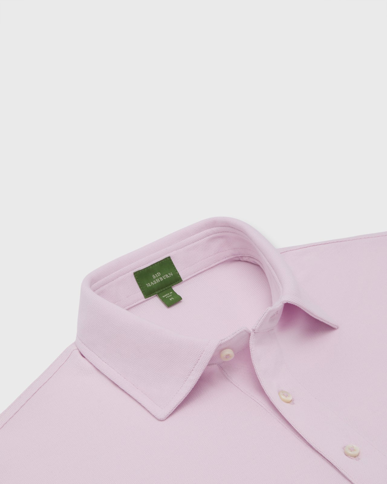 Short-Sleeved Polo in Pale Pink Pima Pique