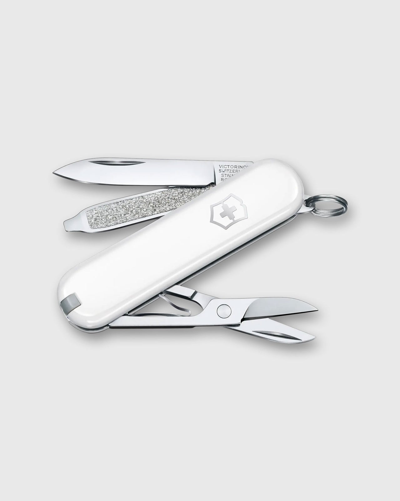 Swiss Army Knife in Falling Snow