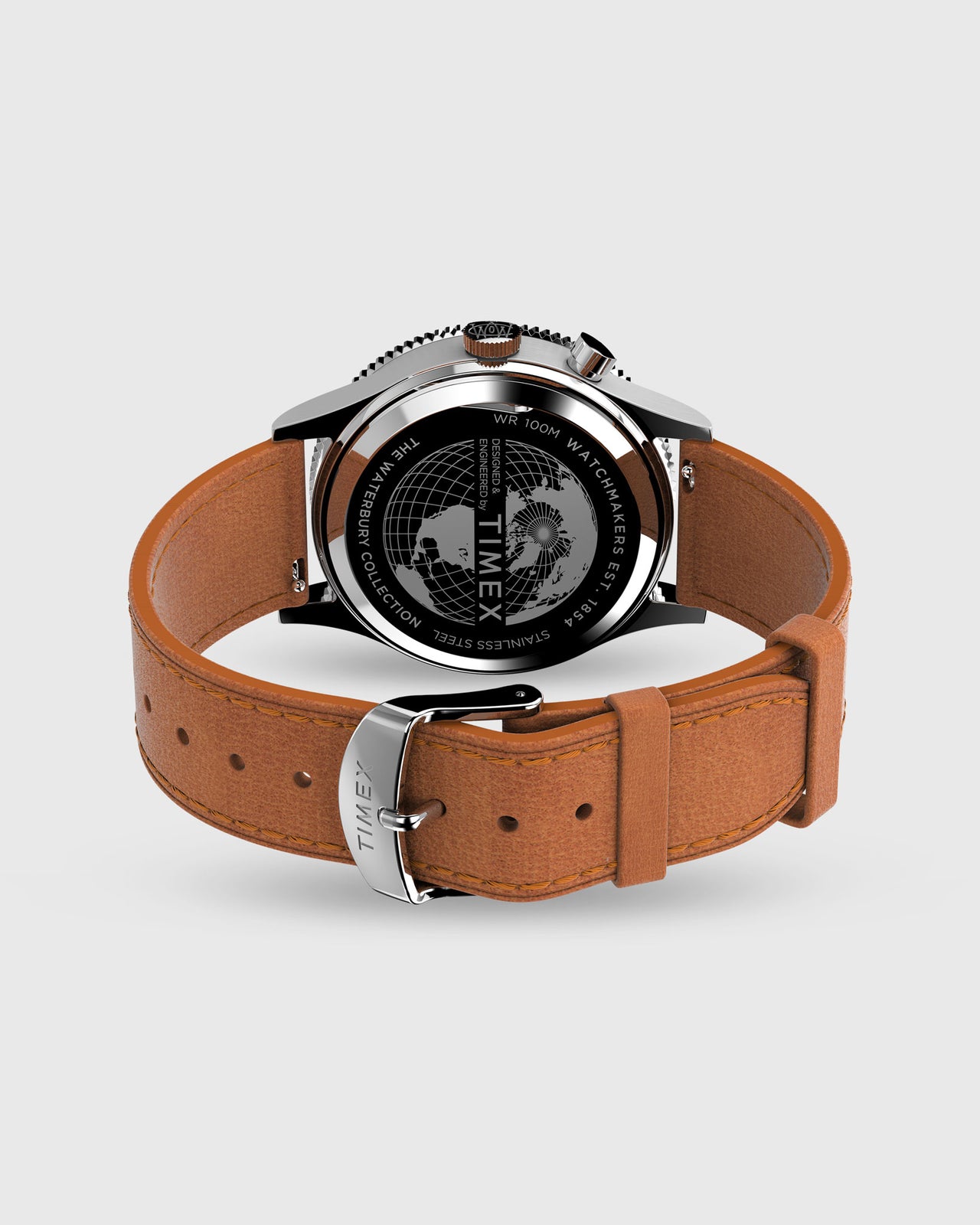 Waterbury Traditional GMT Watch in Charcoal/Tan