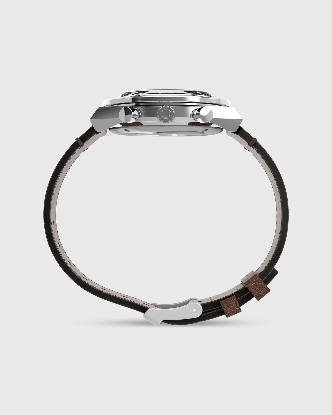 Q Timex Chronograph Watch in Cream/Brown