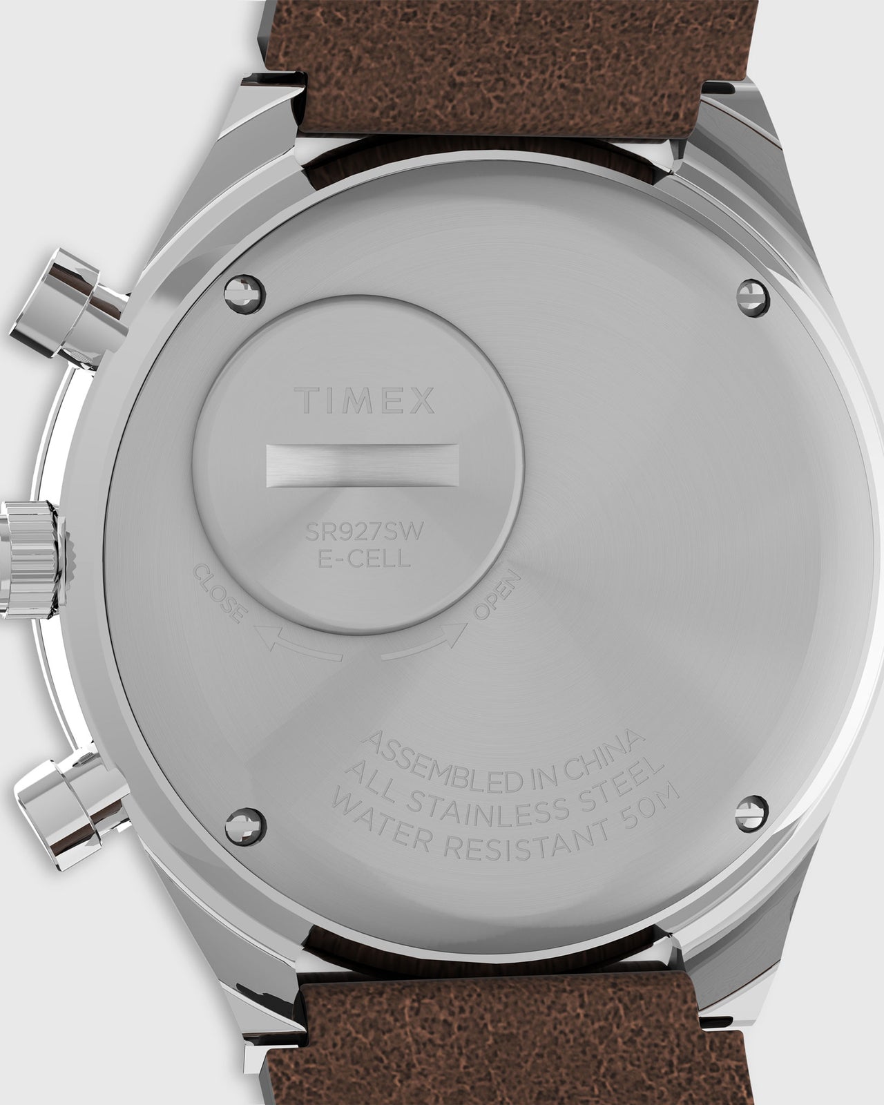 Q Timex Chronograph Watch in Cream/Brown