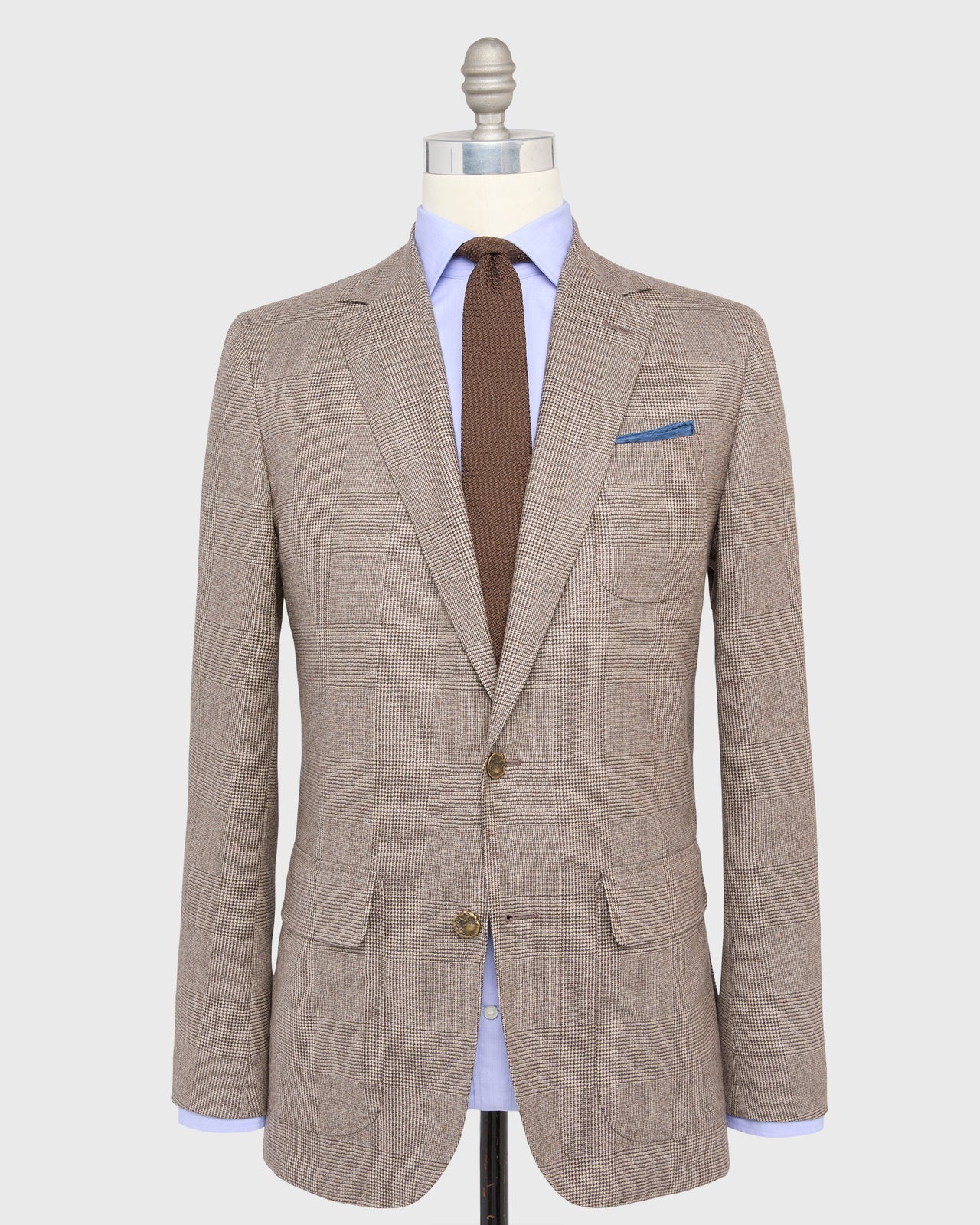 Ghost Blazer in Chocolate/Oat Glen Plaid Brushed Hopsack