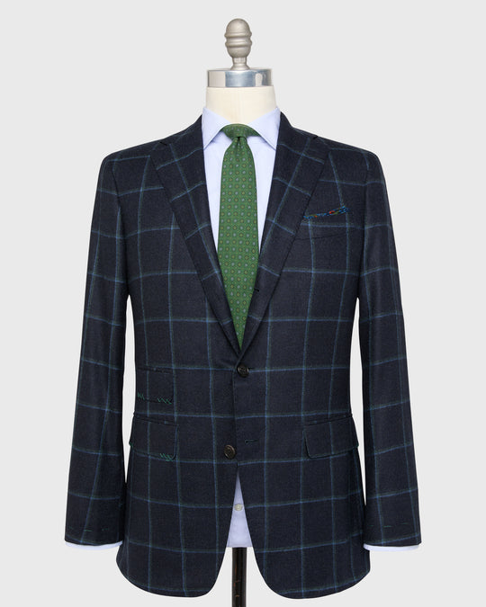 Virgil No. 3 Jacket in Navy/Spruce/Blue Windowpane Brushed Twill