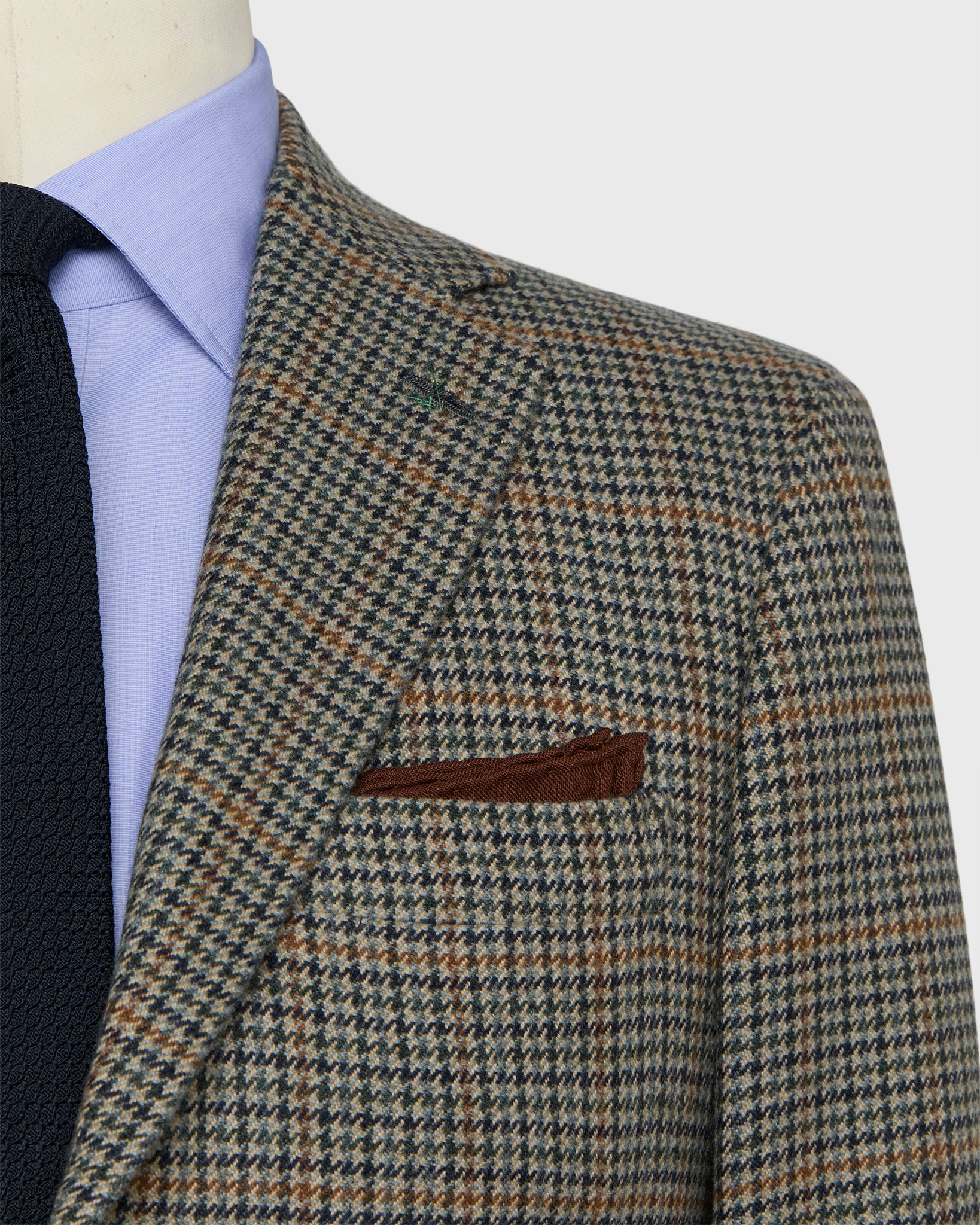 Virgil No. 4 Jacket in Navy/Spruce/Umber Cashmere Houndstooth