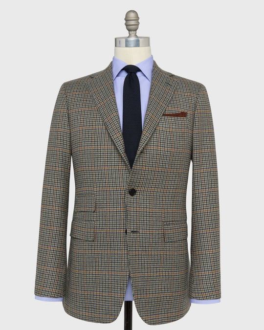 Virgil No. 4 Jacket in Navy/Spruce/Umber Cashmere Houndstooth Hopsack