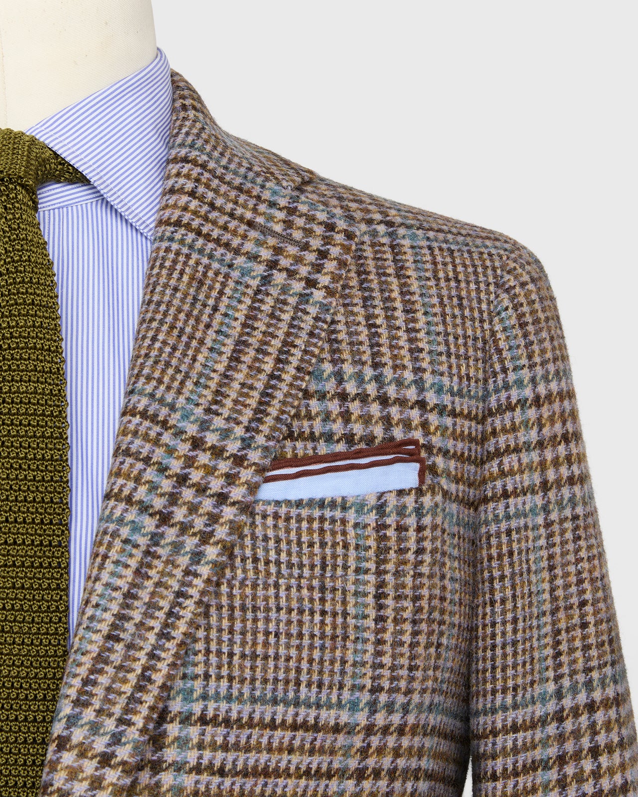 Virgil No. 3 Jacket in Bone/Brown/Lavender Glen Plaid Tweed