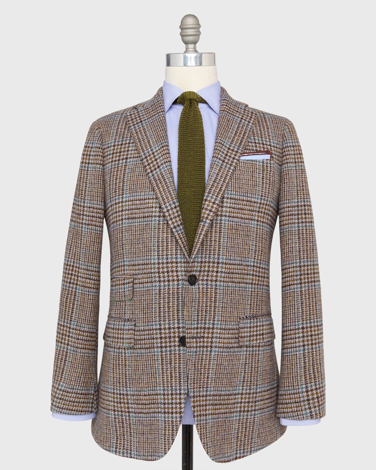 Virgil No. 3 Jacket in Bone/Brown/Lavender Glen Plaid Tweed
