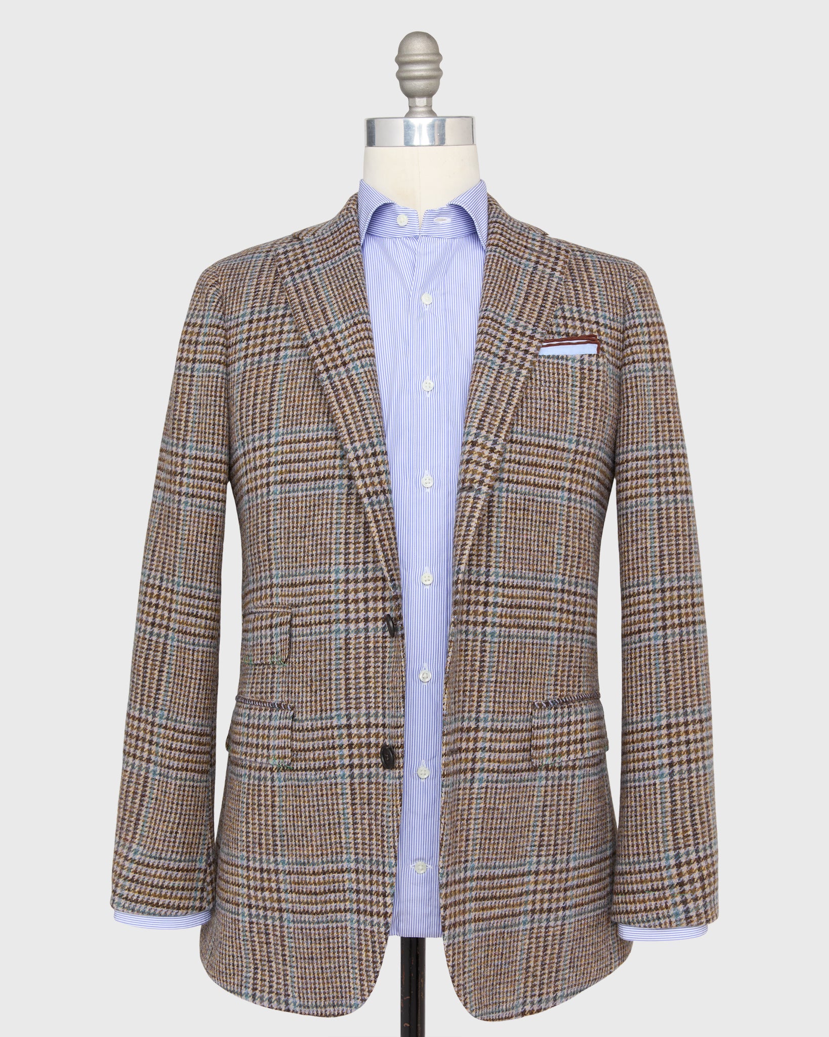 Virgil No. 3 Jacket in Bone/Brown/Lavender Glen Plaid Tweed