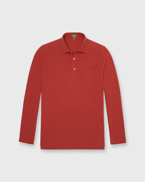 Long-Sleeved Polo in Heather Spice Pima Pique | Shop Sid Mashburn
