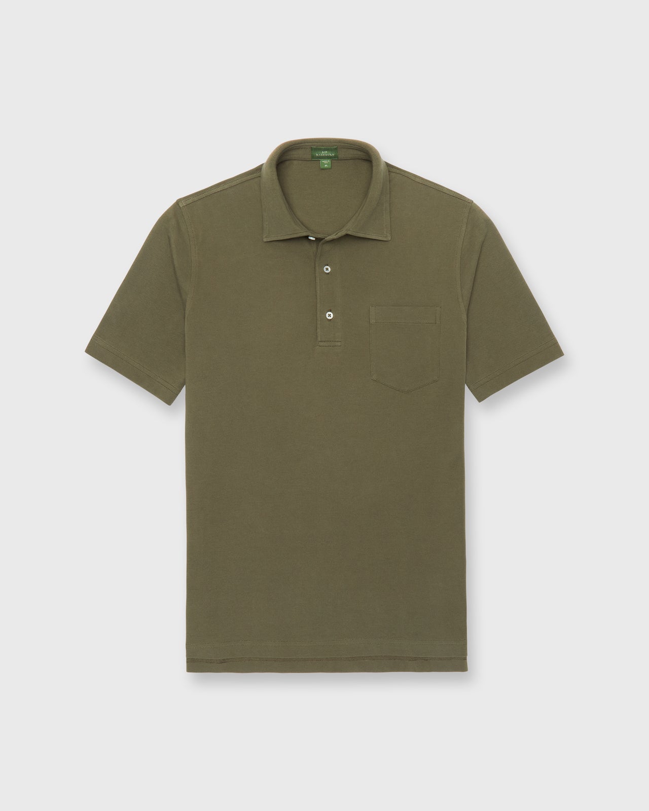 Short-Sleeved Polo in Olive Pima Pique