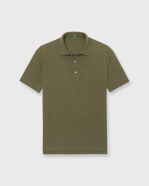 Short-Sleeved Polo in Olive Pima Pique | Shop Sid Mashburn