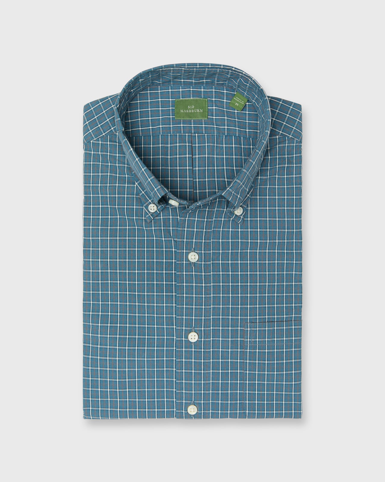 Button-Down Sport Shirt in Spruce/Tobacco/Bone Check Poplin