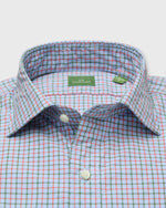 Load image into Gallery viewer, Spread Collar Sport Shirt in Sky/Poppy/Green Tattersall Poplin
