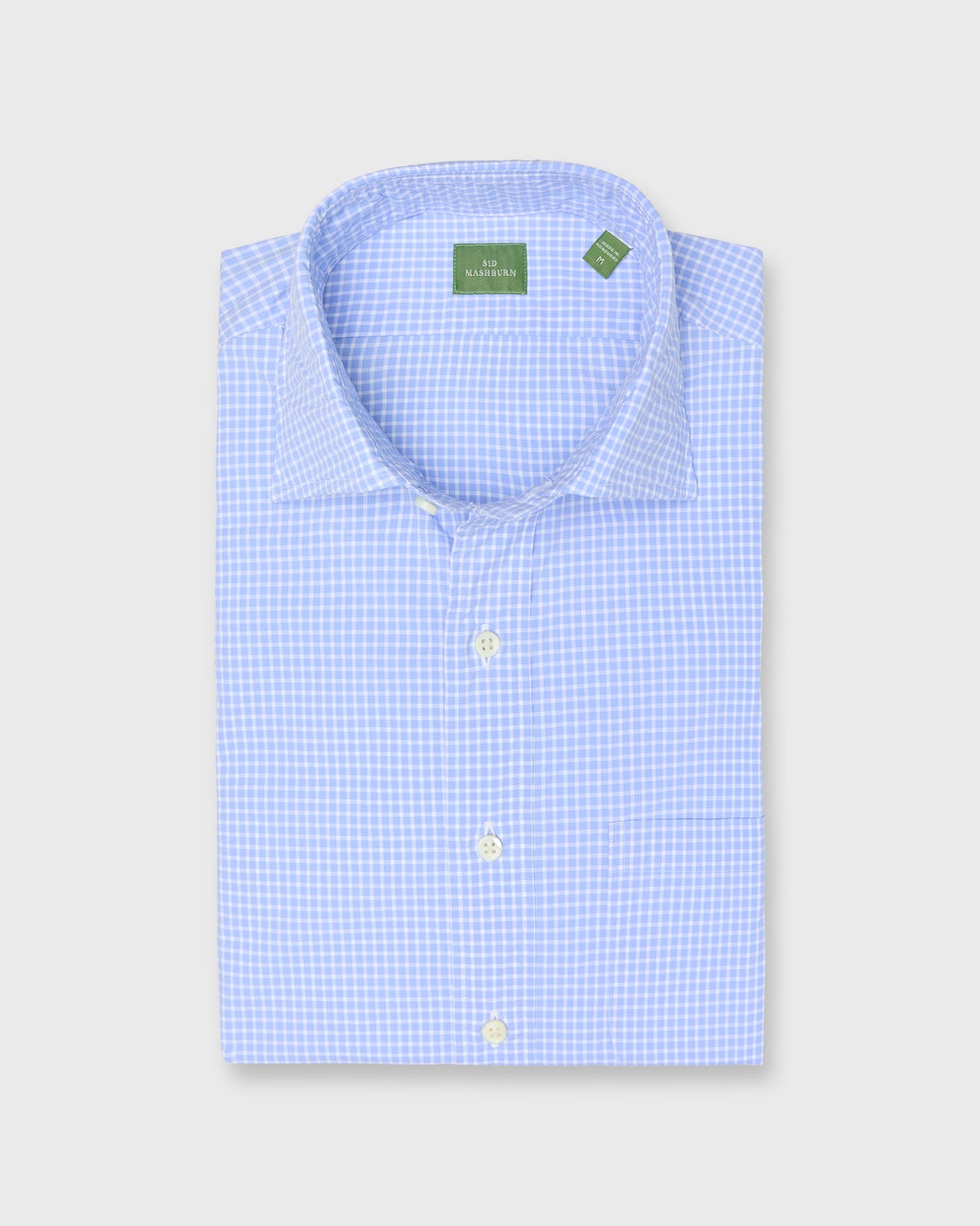 Spread Collar Sport Shirt in Dutch/White Graph Check Poplin