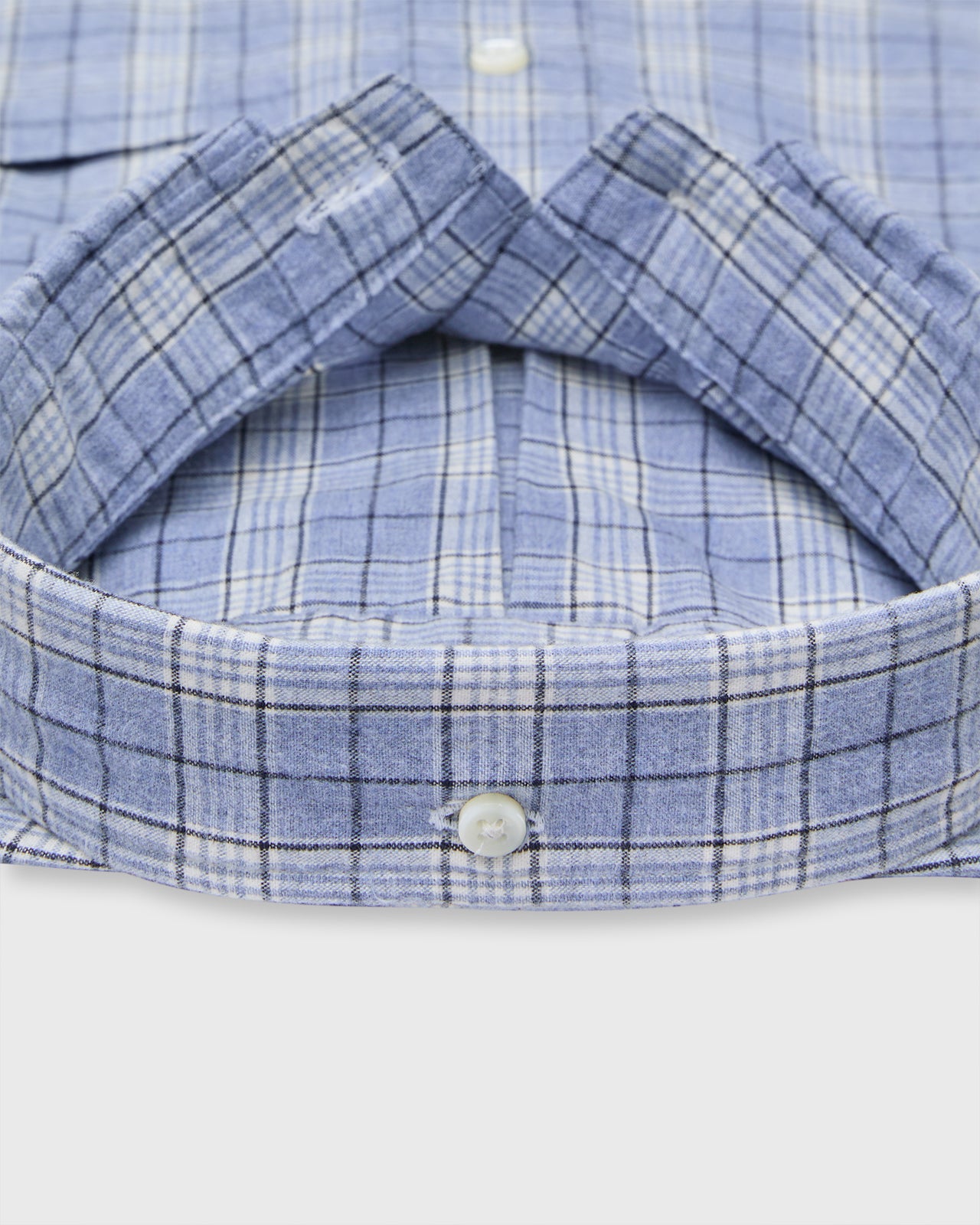 Button-Down Sport Shirt in Sky/Bone/Navy Plaid Brushed Plainweave