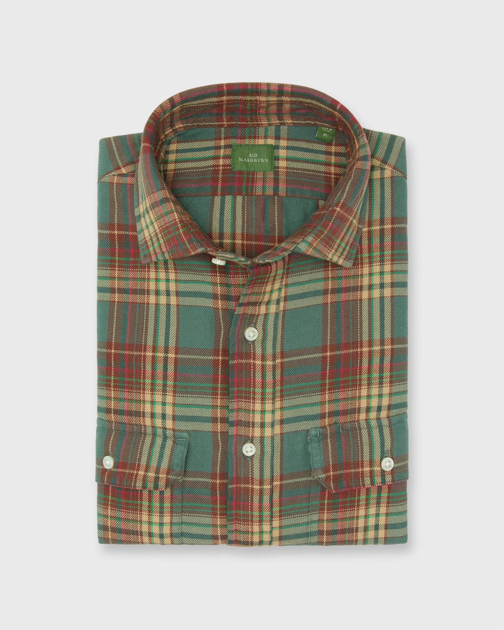Work Shirt in Lovat/Tobacco/Red Plaid Twill