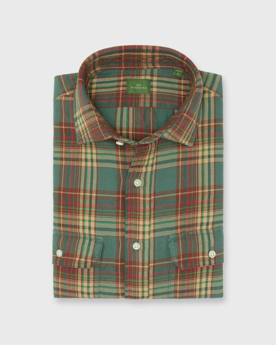 Work Shirt in Lovat/Tobacco/Red Plaid Twill