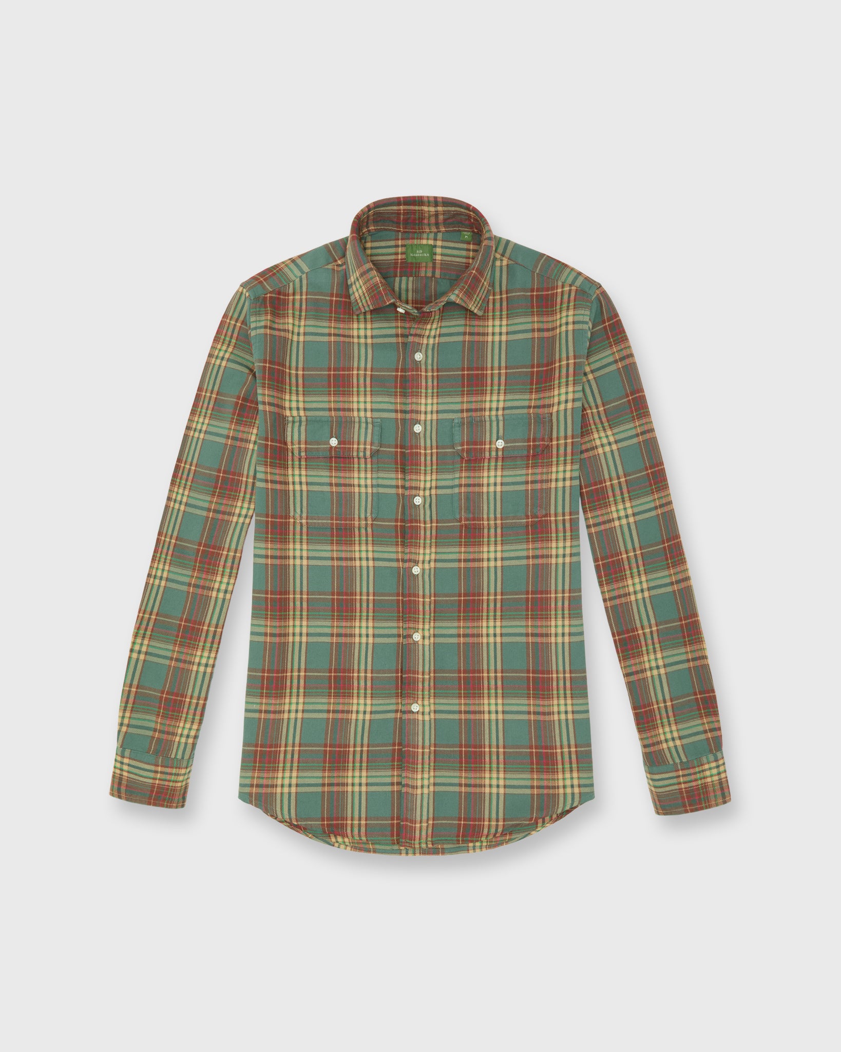 Work Shirt in Lovat/Tobacco/Red Plaid Twill