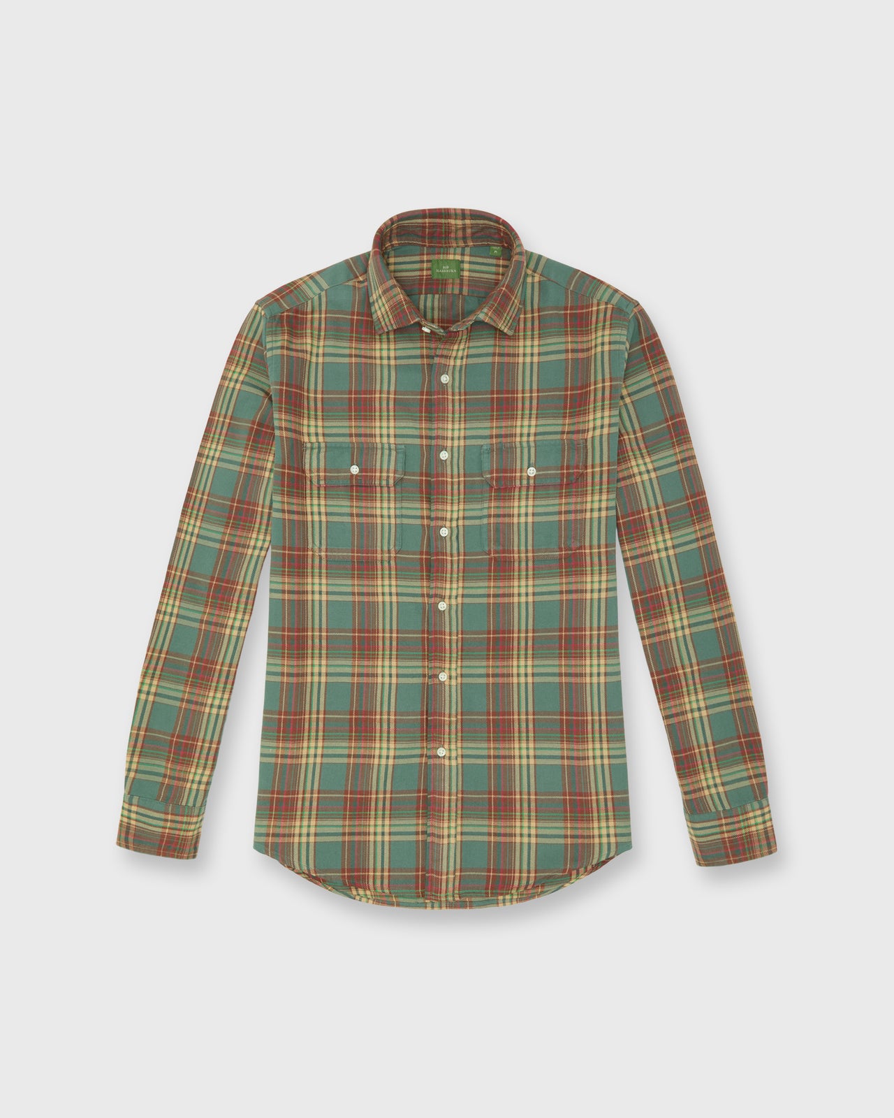 Work Shirt in Lovat/Tobacco/Red Plaid Twill