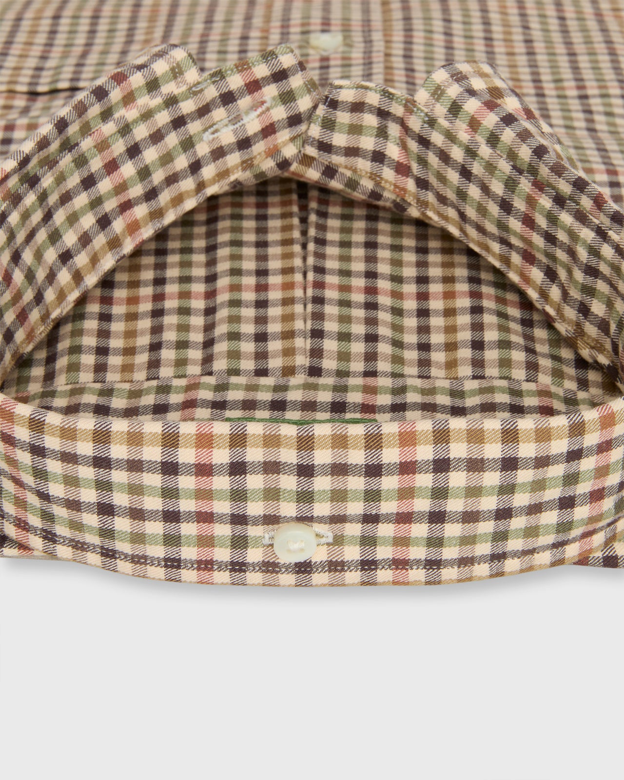 Button-Down Sport Shirt in Brown/Olive/Red Guncheck Twill