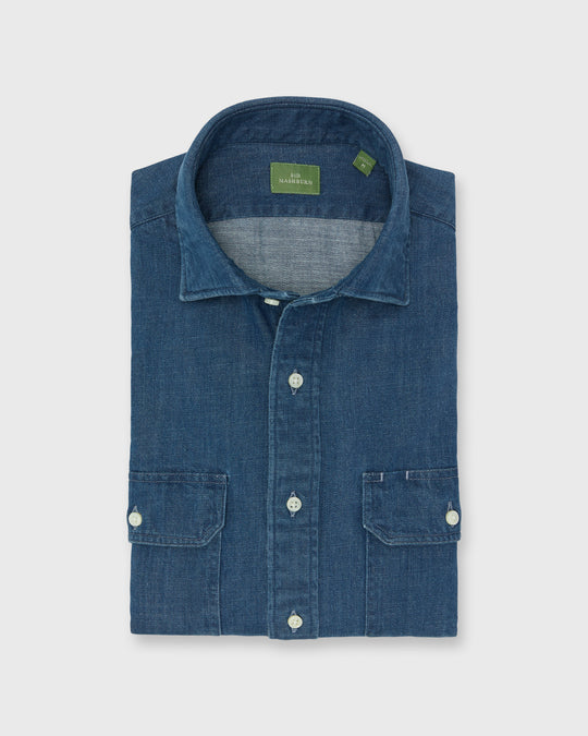 Work Shirt in Medium Wash Indigo Denim