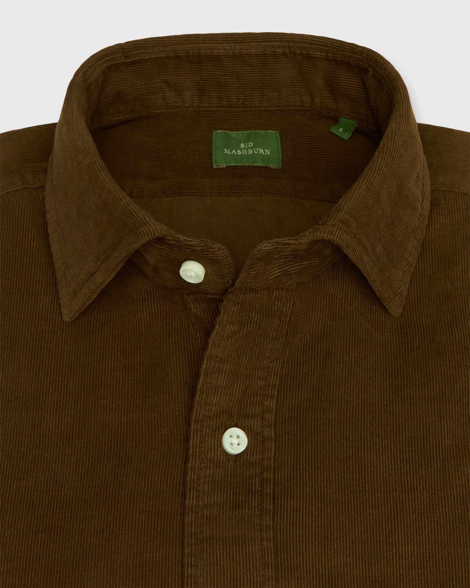Spread Collar Sport Shirt in Brown Corduroy
