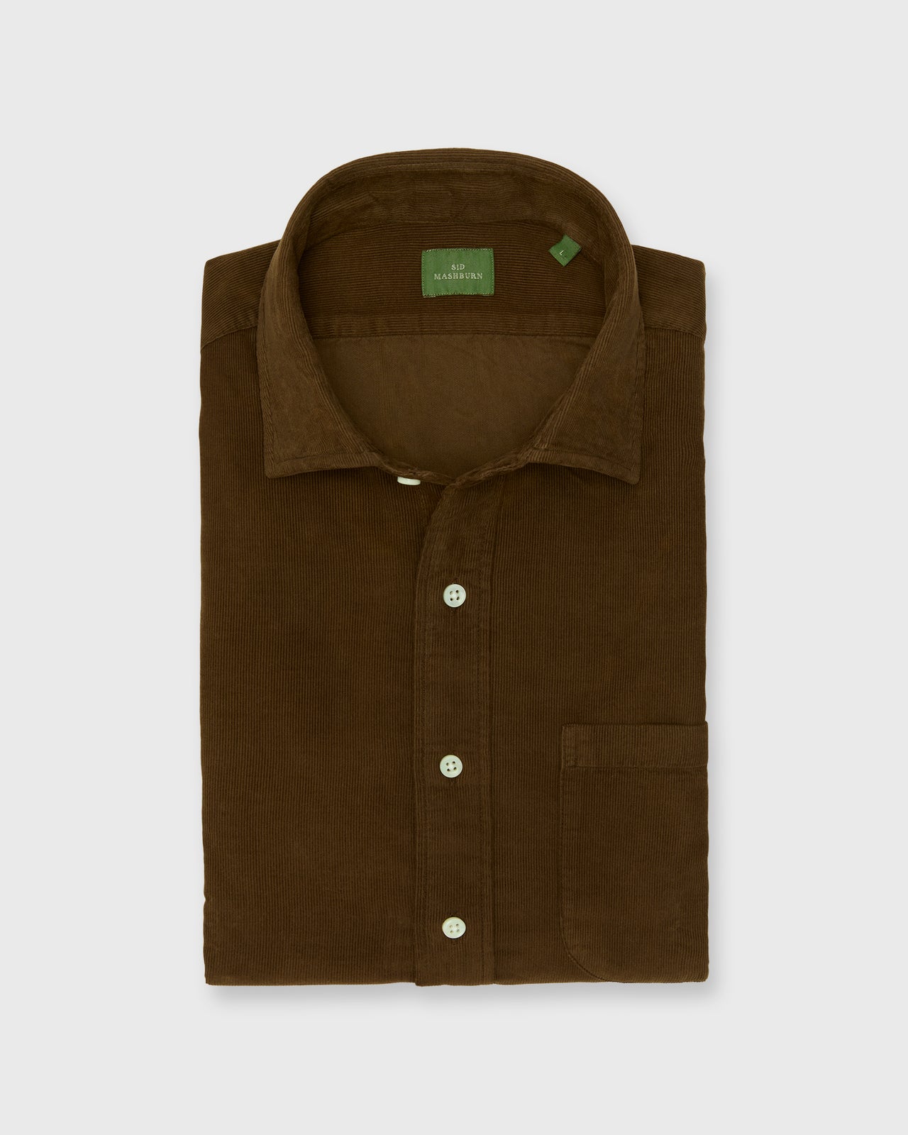 Spread Collar Sport Shirt in Brown Corduroy