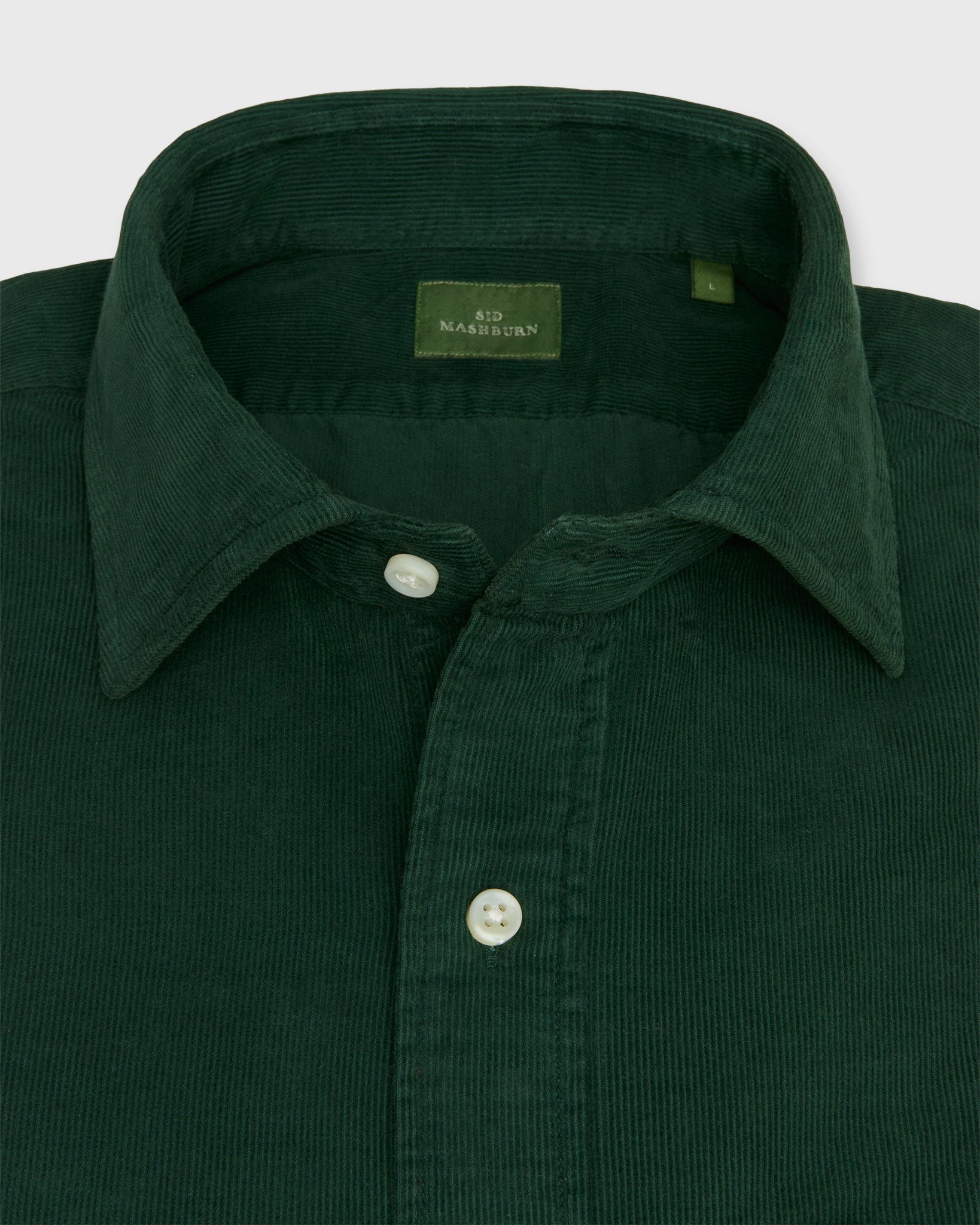 Spread Collar Sport Shirt in Forest Corduroy