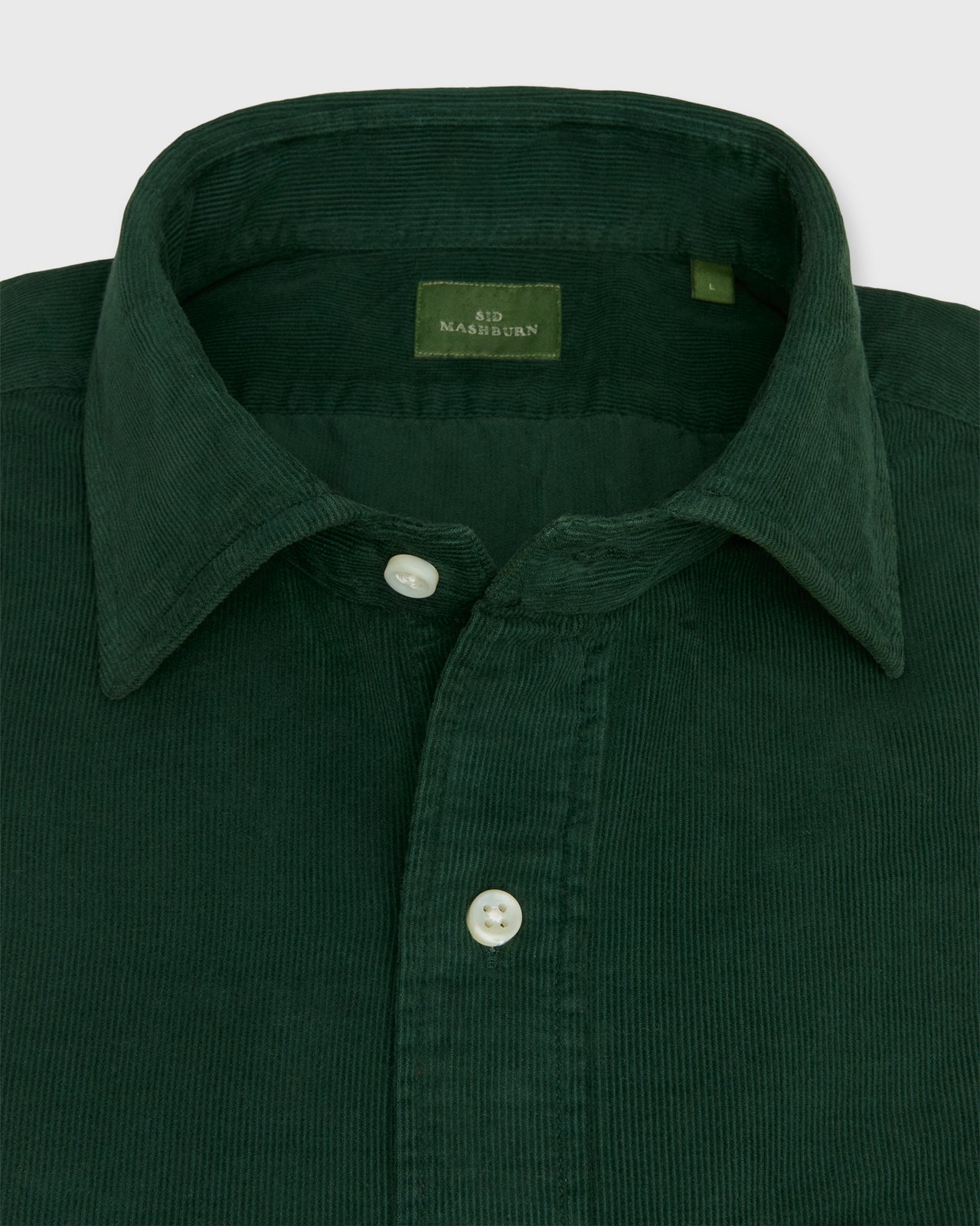Spread Collar Sport Shirt in Forest Corduroy