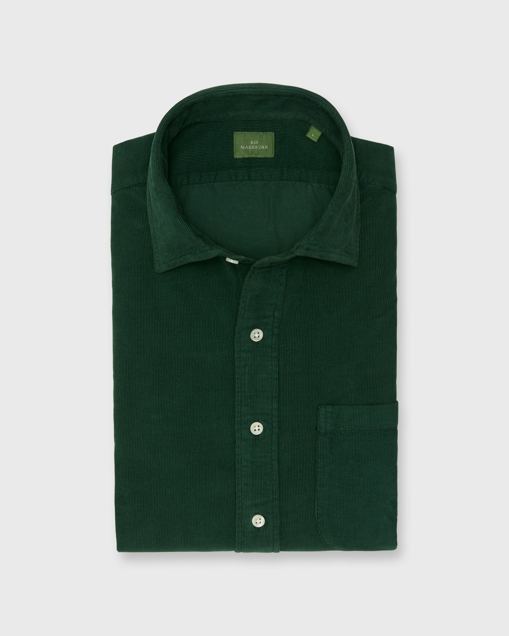 Spread Collar Sport Shirt in Forest Corduroy
