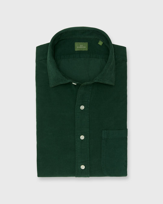 Spread Collar Sport Shirt in Forest Corduroy