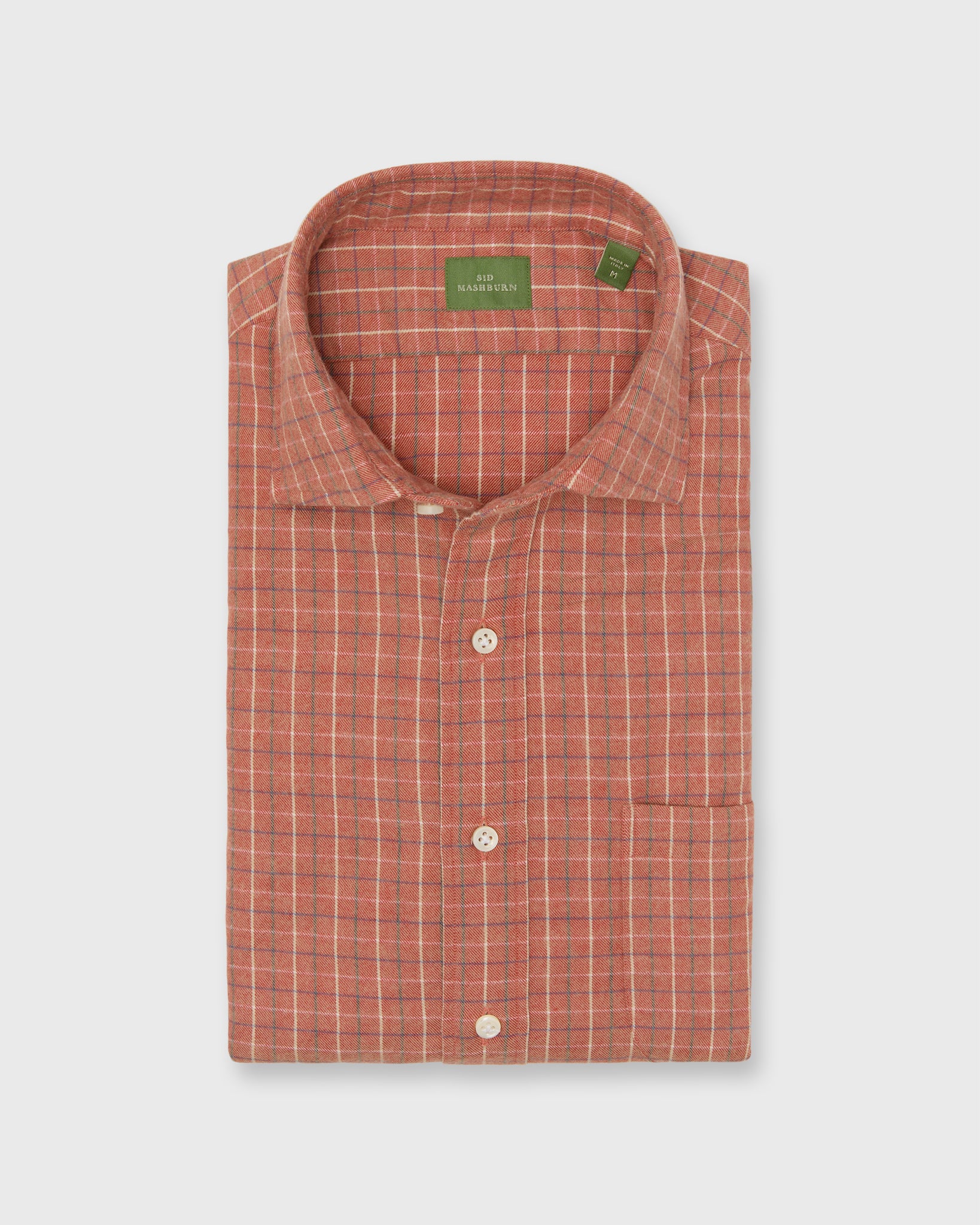 Spread Collar Sport Shirt in Persimmon/Spruce/Lavender Tattersall Flannel