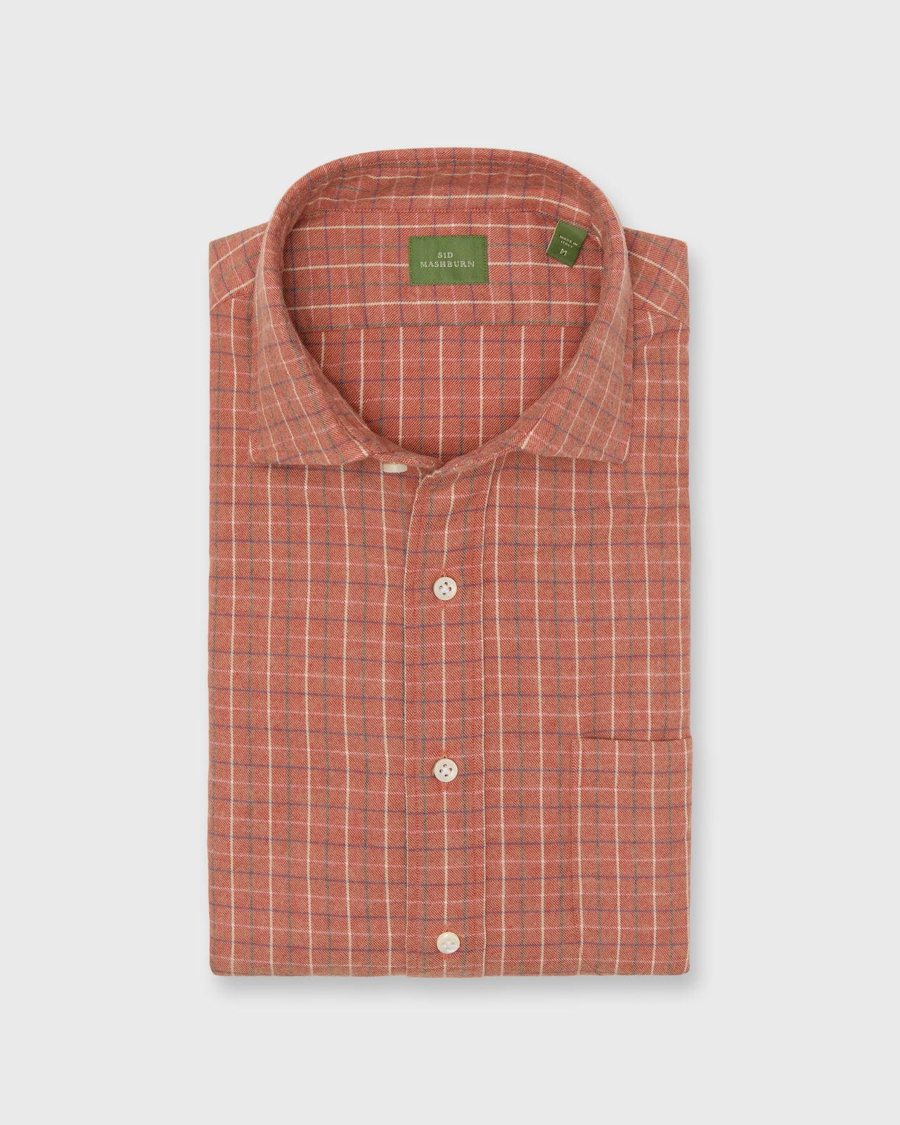 Spread Collar Sport Shirt in Persimmon/Spruce/Lavender Tattersall Flannel