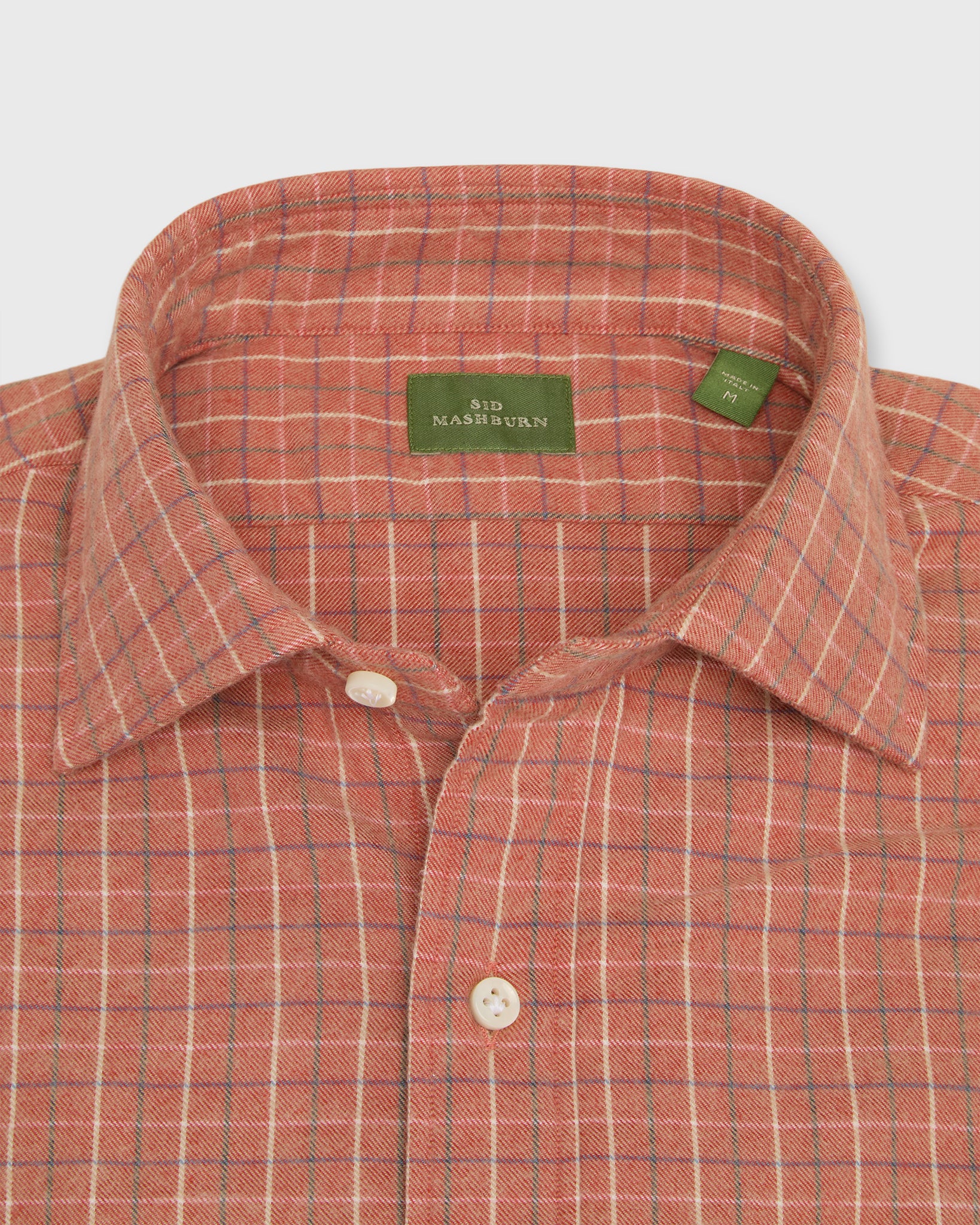 Spread Collar Sport Shirt in Persimmon/Spruce/Lavender Tattersall Flannel