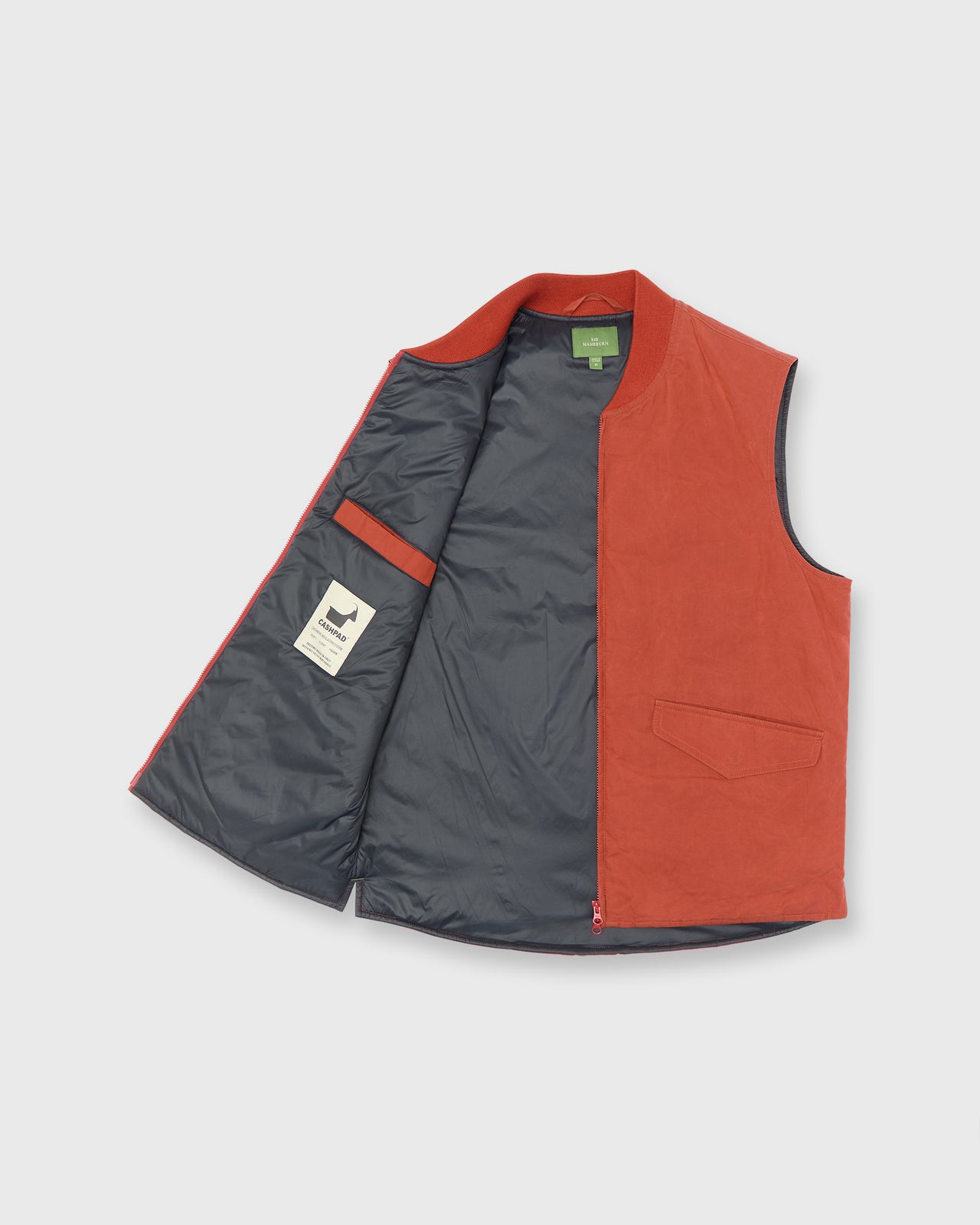 Cashpad Zip Vest in Vermillion Dry Waxed Poplin | Shop Sid Mashburn
